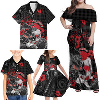 Personalised Hawaiian And Japanese Family Matching Off Shoulder Maxi Dress and Hawaiian Shirt Aloha Koi Fish Palaka Patterns - Polynesian Pride
