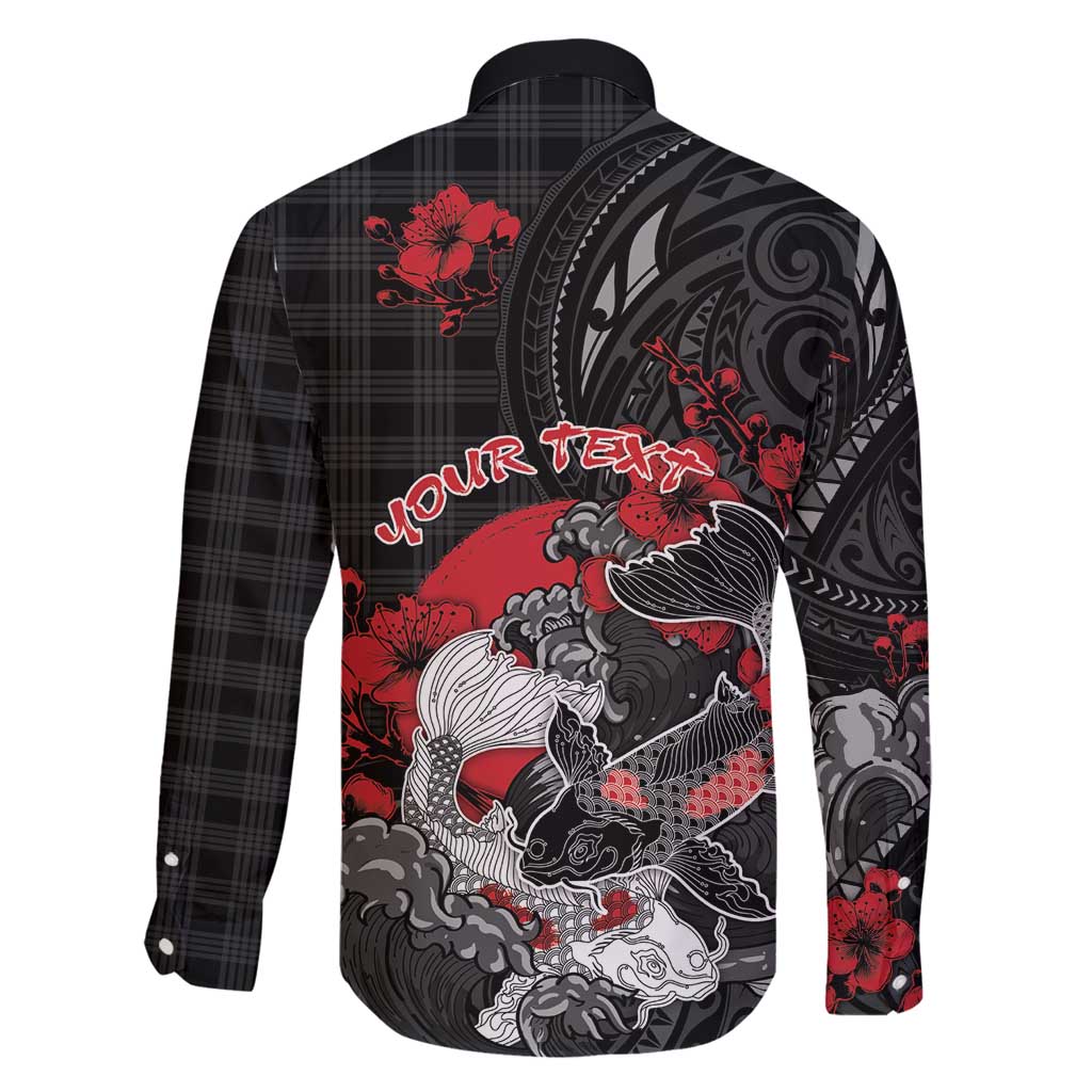 Personalised Hawaiian And Japanese Family Matching Off Shoulder Maxi Dress and Hawaiian Shirt Aloha Koi Fish Palaka Patterns - Polynesian Pride