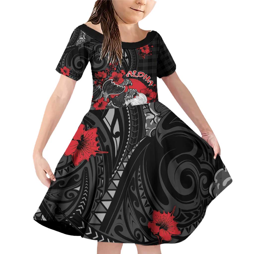 Personalised Hawaiian And Japanese Family Matching Off Shoulder Short Dress and Hawaiian Shirt Aloha Koi Fish Palaka Patterns - Polynesian Pride