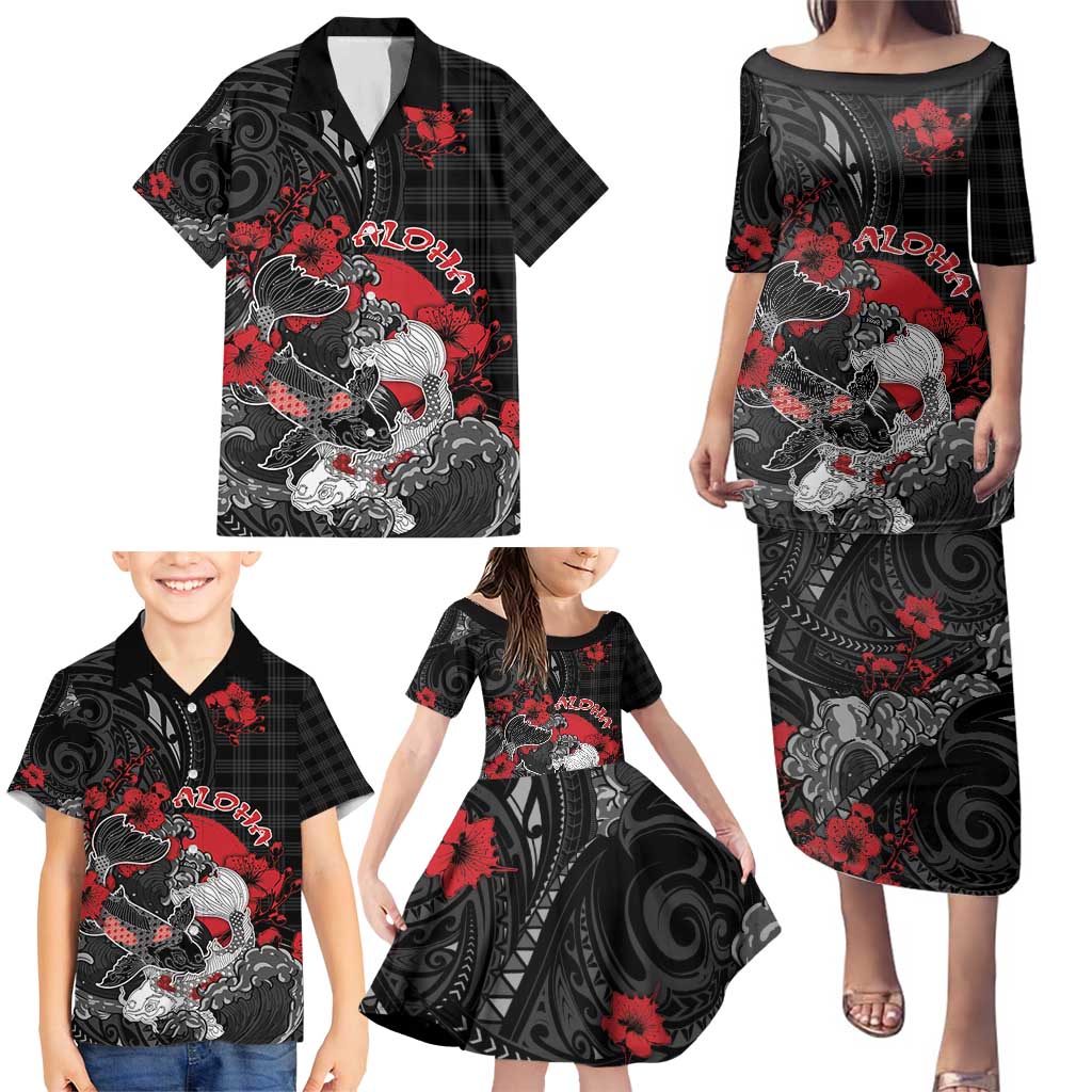 Personalised Hawaiian And Japanese Family Matching Puletasi and Hawaiian Shirt Aloha Koi Fish Palaka Patterns DT05 - Polynesian Pride