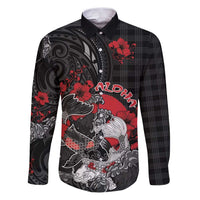 Personalised Hawaiian And Japanese Family Matching Puletasi and Hawaiian Shirt Aloha Koi Fish Palaka Patterns DT05 Dad's Shirt - Long Sleeve Black - Polynesian Pride