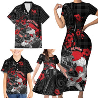 Personalised Hawaiian And Japanese Family Matching Short Sleeve Bodycon Dress and Hawaiian Shirt Aloha Koi Fish Palaka Patterns - Polynesian Pride