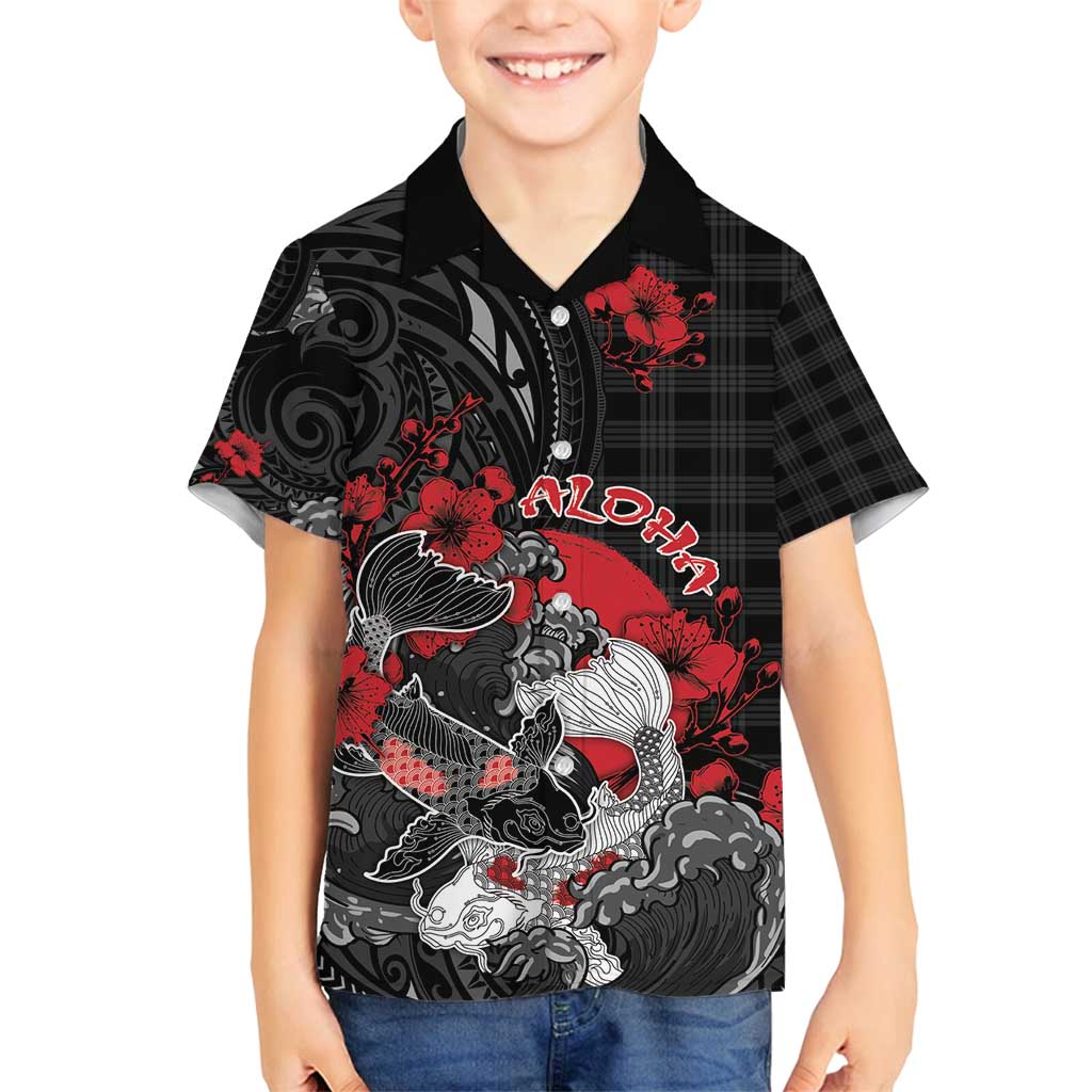 Personalised Hawaiian And Japanese Family Matching Summer Maxi Dress and Hawaiian Shirt Aloha Koi Fish Palaka Patterns - Polynesian Pride