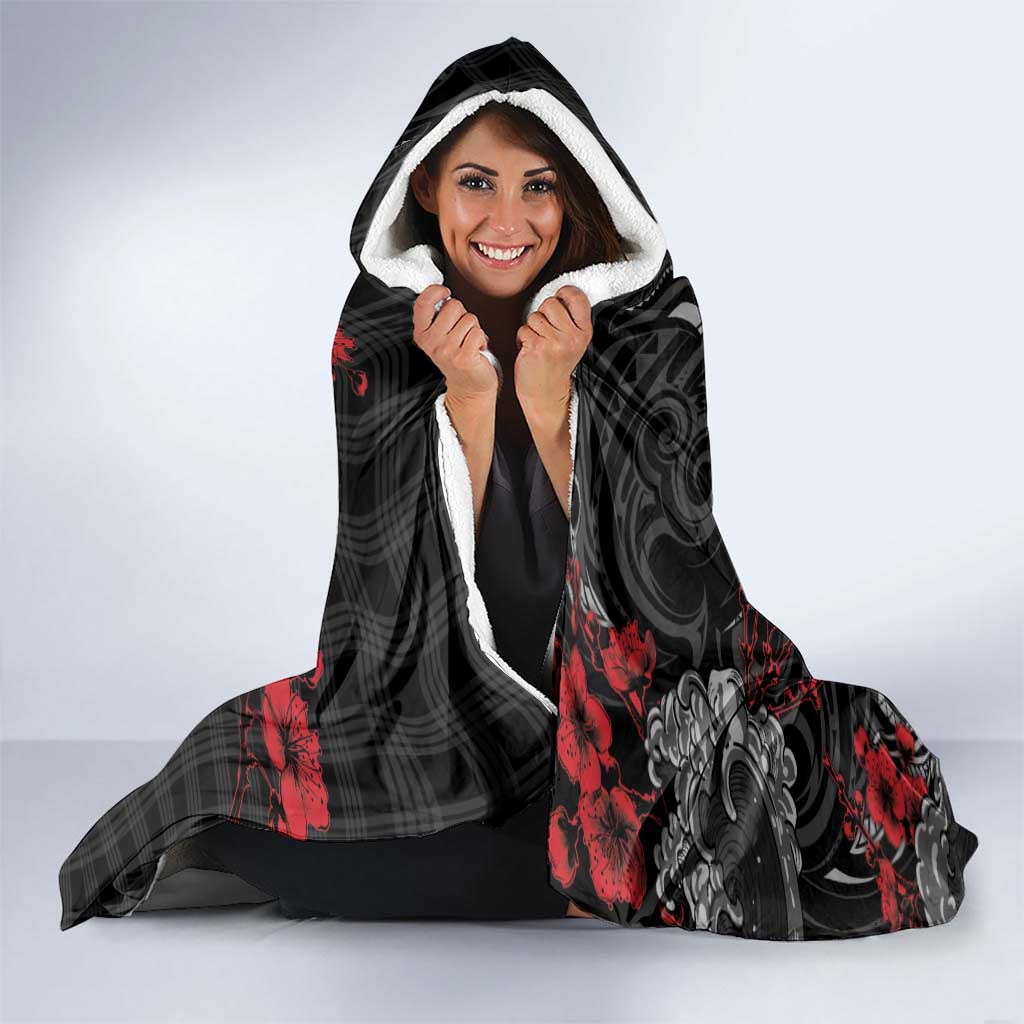 Hawaiian And Japanese Hooded Blanket Aloha Koi Fish Palaka Patterns - Polynesian Pride