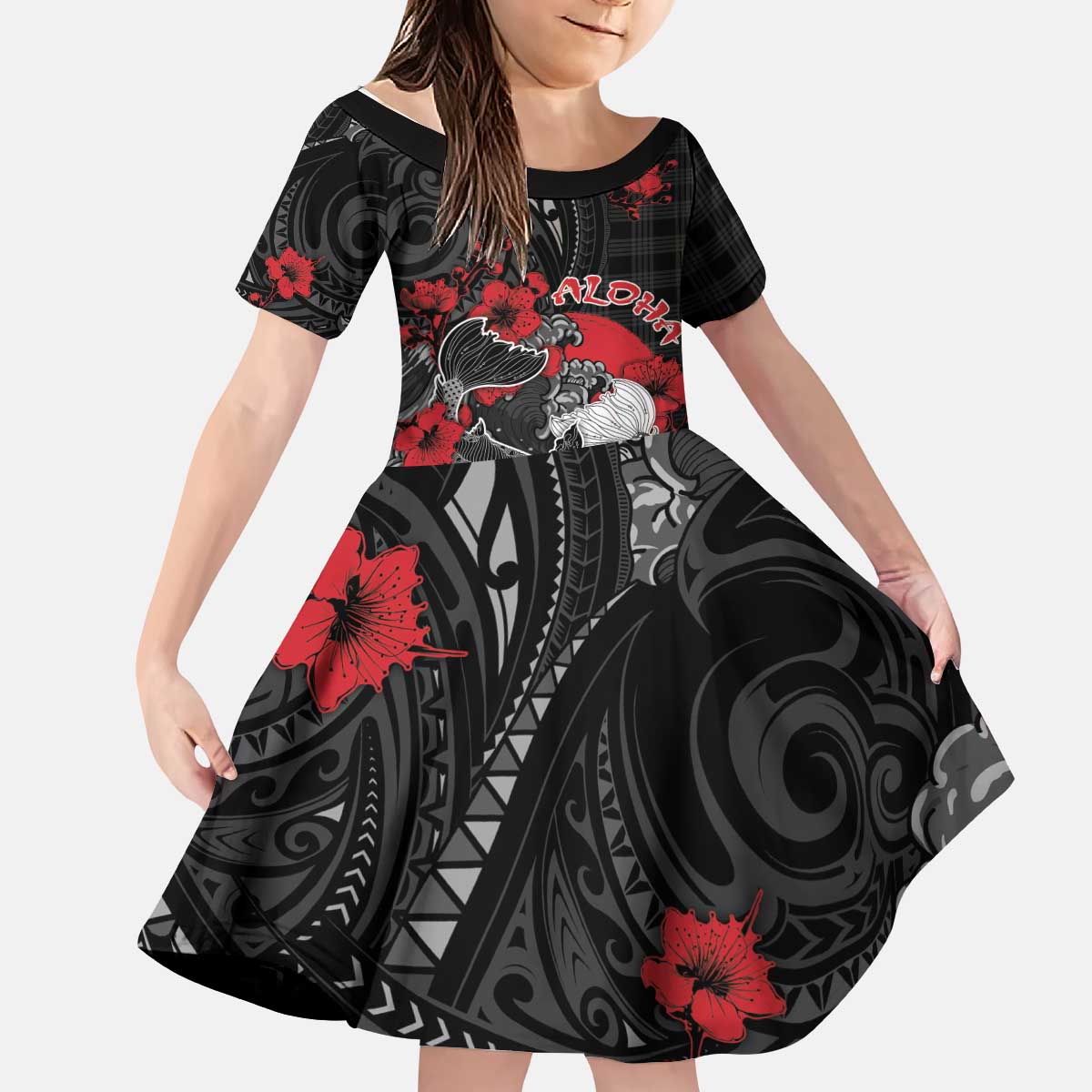 Personalised Hawaiian And Japanese Kid Short Sleeve Dress Aloha Koi Fish Palaka Patterns - Polynesian Pride