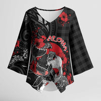 Personalised Hawaiian And Japanese Kimono Sleeve Blouse Aloha Koi Fish Palaka Patterns DT05 Female Black - Polynesian Pride