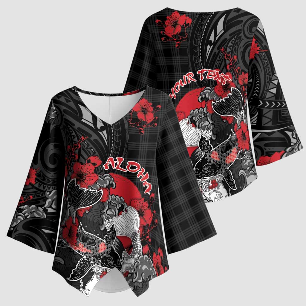 Personalised Hawaiian And Japanese Kimono Sleeve Blouse Aloha Koi Fish Palaka Patterns DT05 - Polynesian Pride