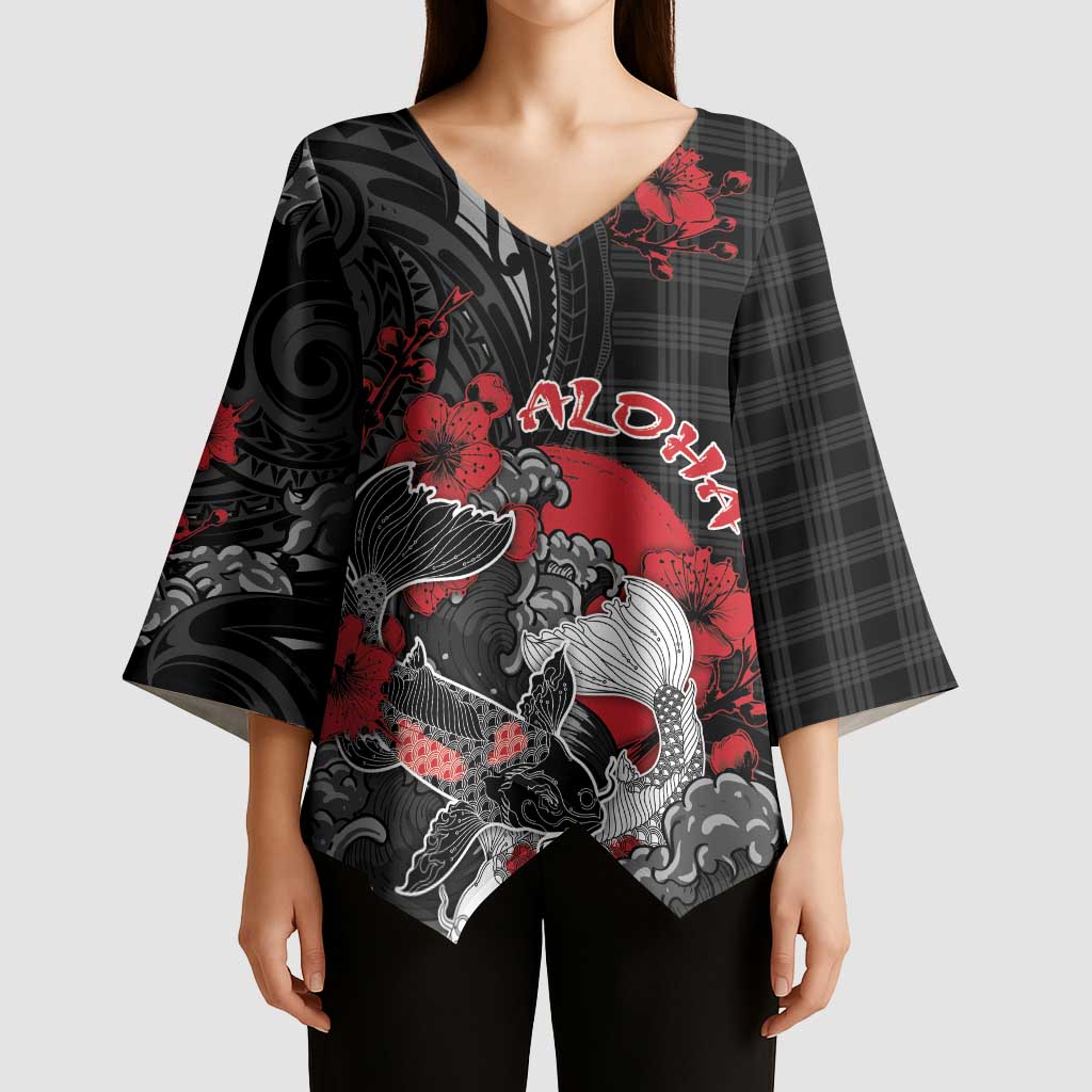 Personalised Hawaiian And Japanese Kimono Sleeve Blouse Aloha Koi Fish Palaka Patterns DT05 - Polynesian Pride