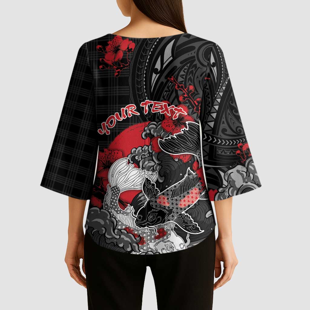 Personalised Hawaiian And Japanese Kimono Sleeve Blouse Aloha Koi Fish Palaka Patterns DT05 - Polynesian Pride