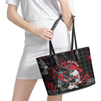 Hawaiian And Japanese Leather Tote Bag Aloha Koi Fish Palaka Patterns - Polynesian Pride