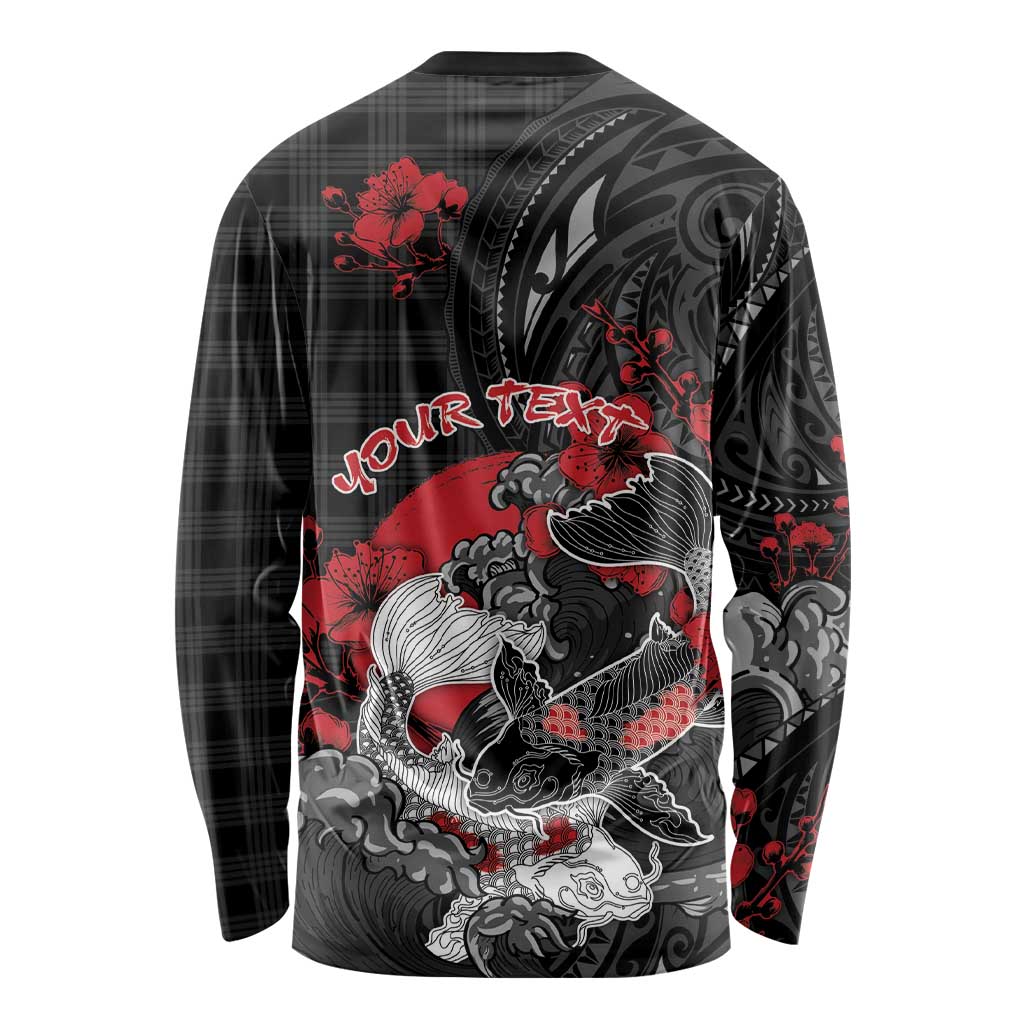 Personalised Hawaiian And Japanese Long Sleeve Shirt Aloha Koi Fish Palaka Patterns DT05 - Polynesian Pride