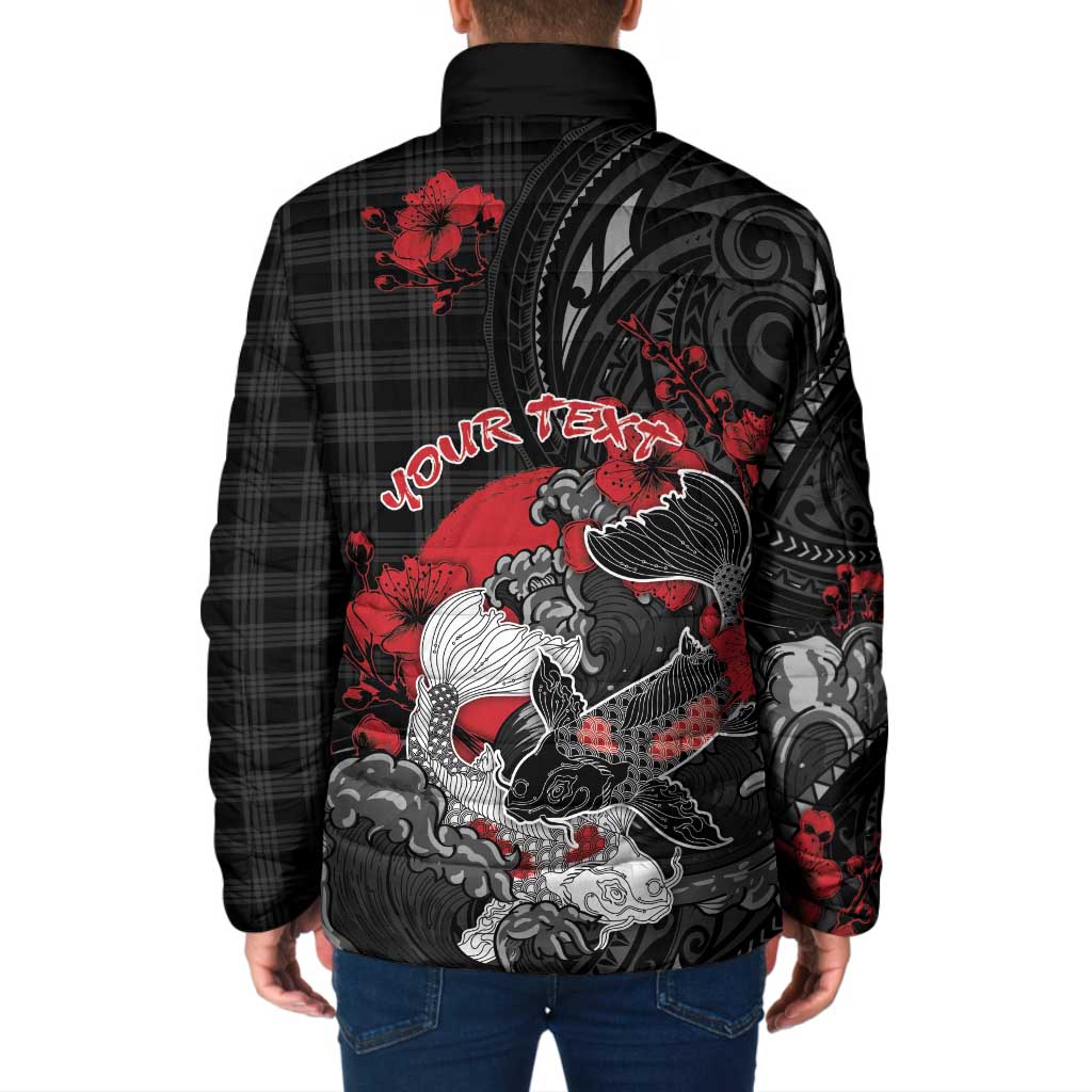 Personalised Hawaiian And Japanese Padded Jacket Aloha Koi Fish Palaka Patterns DT05 - Polynesian Pride