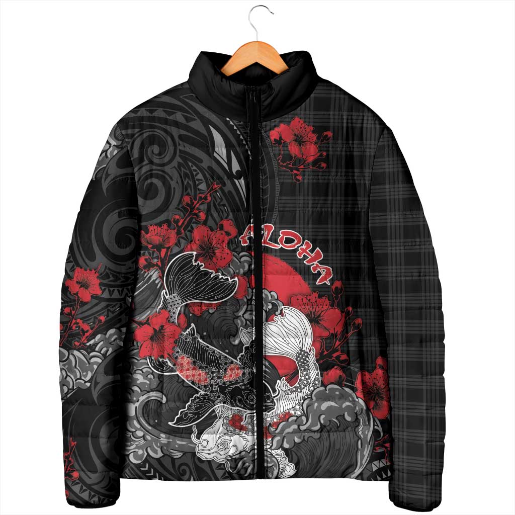 Personalised Hawaiian And Japanese Padded Jacket Aloha Koi Fish Palaka Patterns DT05 - Polynesian Pride