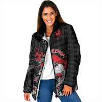 Personalised Hawaiian And Japanese Padded Jacket Aloha Koi Fish Palaka Patterns DT05 Women Black - Polynesian Pride