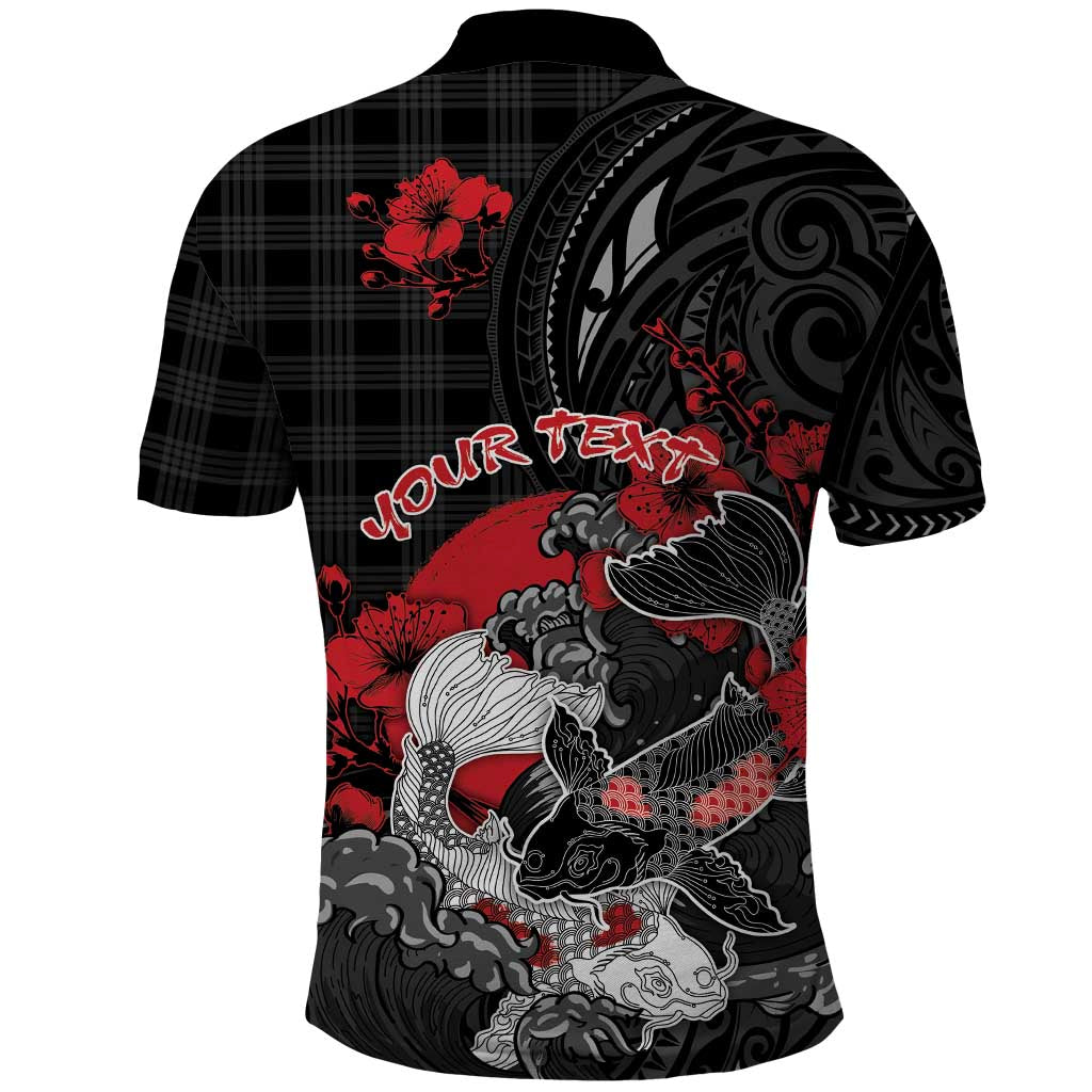 Personalised Hawaiian And Japanese Polo Shirt Aloha Koi Fish Palaka Patterns - Polynesian Pride