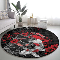 Hawaiian And Japanese Round Carpet Aloha Koi Fish Palaka Patterns DT05 - Polynesian Pride