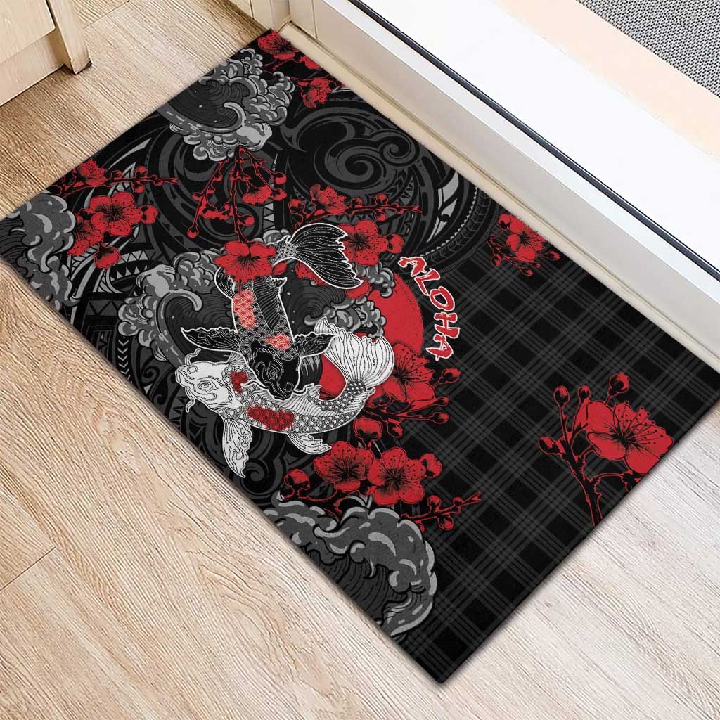 Hawaiian And Japanese Rubber Doormat Aloha Koi Fish Palaka Patterns DT05 - Polynesian Pride
