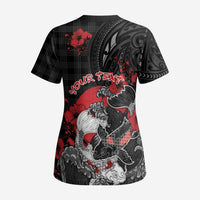 Personalised Hawaiian And Japanese Scrub Top Aloha Koi Fish Palaka Patterns DT05 - Polynesian Pride