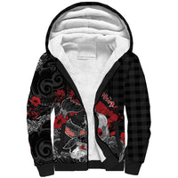 Personalised Hawaiian And Japanese Sherpa Hoodie Aloha Koi Fish Palaka Patterns - Polynesian Pride