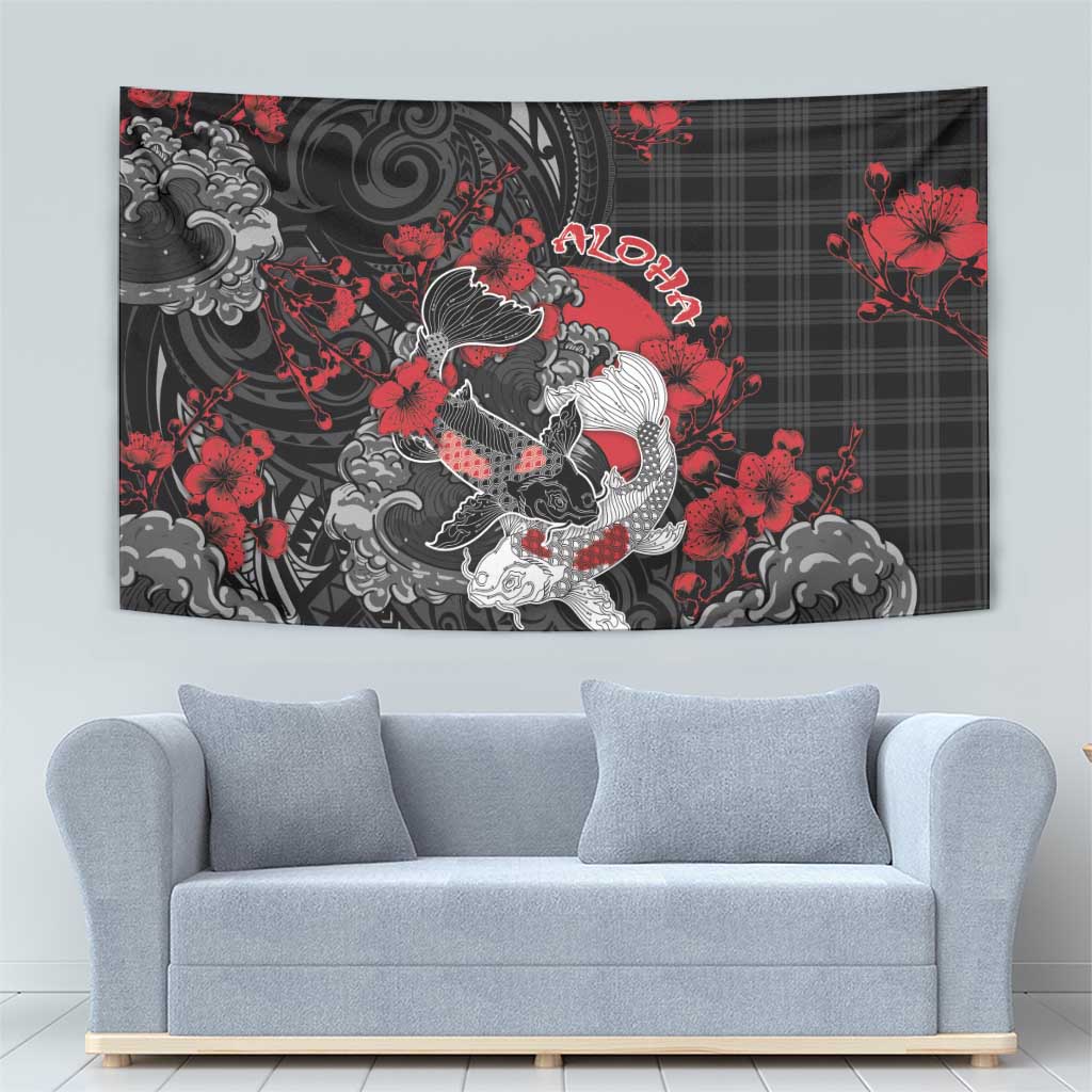Hawaiian And Japanese Tapestry Aloha Koi Fish Palaka Patterns DT05 - Polynesian Pride