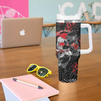 Personalised Hawaiian And Japanese Tumbler With Handle Aloha Koi Fish Palaka Patterns - Polynesian Pride