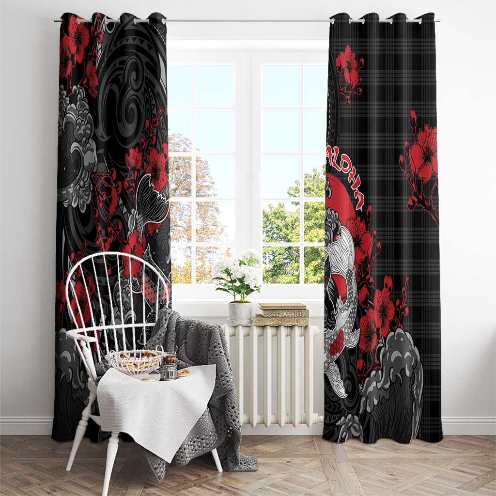 Hawaiian And Japanese Window Curtain Aloha Koi Fish Palaka Patterns - Polynesian Pride