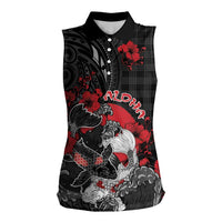 Personalised Hawaiian And Japanese Women Sleeveless Polo Shirt Aloha Koi Fish Palaka Patterns DT05 Female Black - Polynesian Pride