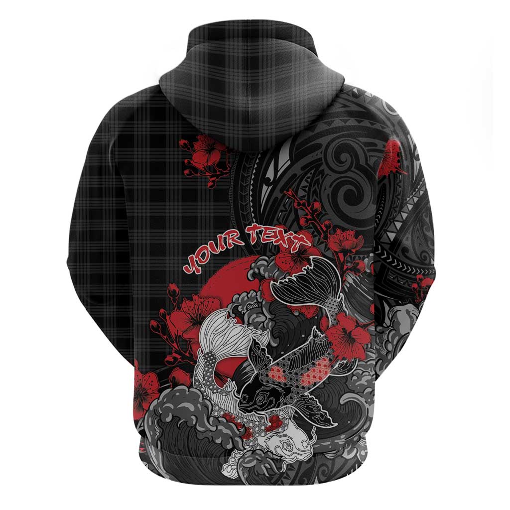 Personalised Hawaiian And Japanese Zip Hoodie Aloha Koi Fish Palaka Patterns DT05 - Polynesian Pride