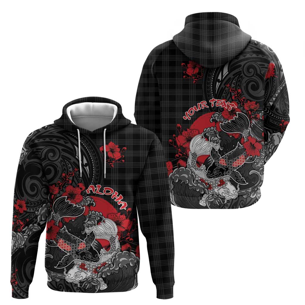 Personalised Hawaiian And Japanese Zip Hoodie Aloha Koi Fish Palaka Patterns DT05 - Polynesian Pride