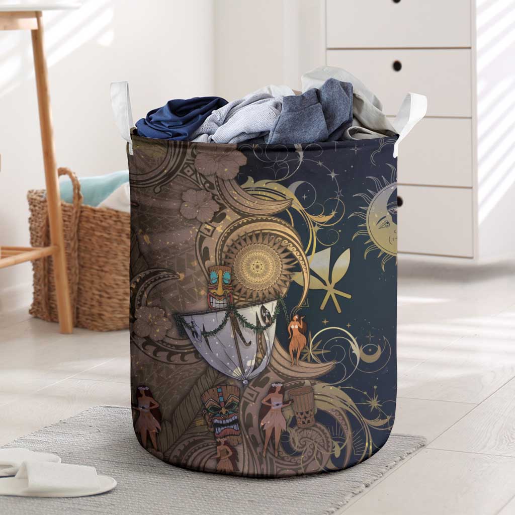 Hawaii Makahiki Laundry Basket Polynesian Sky And Earth DT05 Gold - Polynesian Pride