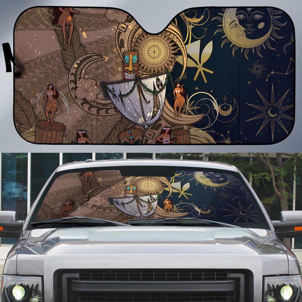 Hawaii Makahiki Auto Sun Shade Polynesian Sky And Earth DT05 Gold - Polynesian Pride