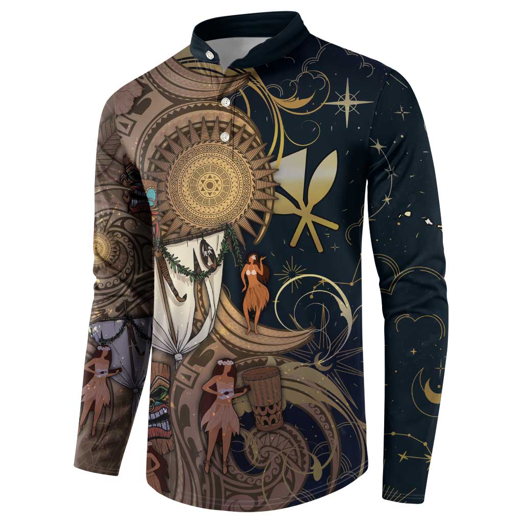 Hawaii Makahiki Button Sweatshirt Polynesian Sky And Earth DT05 - Polynesian Pride