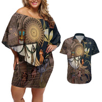 Hawaii Makahiki Couples Matching Off Shoulder Short Dress and Hawaiian Shirt Polynesian Sky And Earth - Polynesian Pride