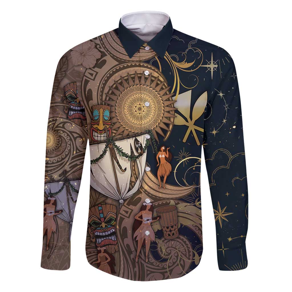 Hawaii Makahiki Family Matching Long Sleeve Bodycon Dress and Hawaiian Shirt Polynesian Sky And Earth - Polynesian Pride