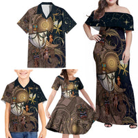 Hawaii Makahiki Family Matching Off Shoulder Maxi Dress and Hawaiian Shirt Polynesian Sky And Earth - Polynesian Pride