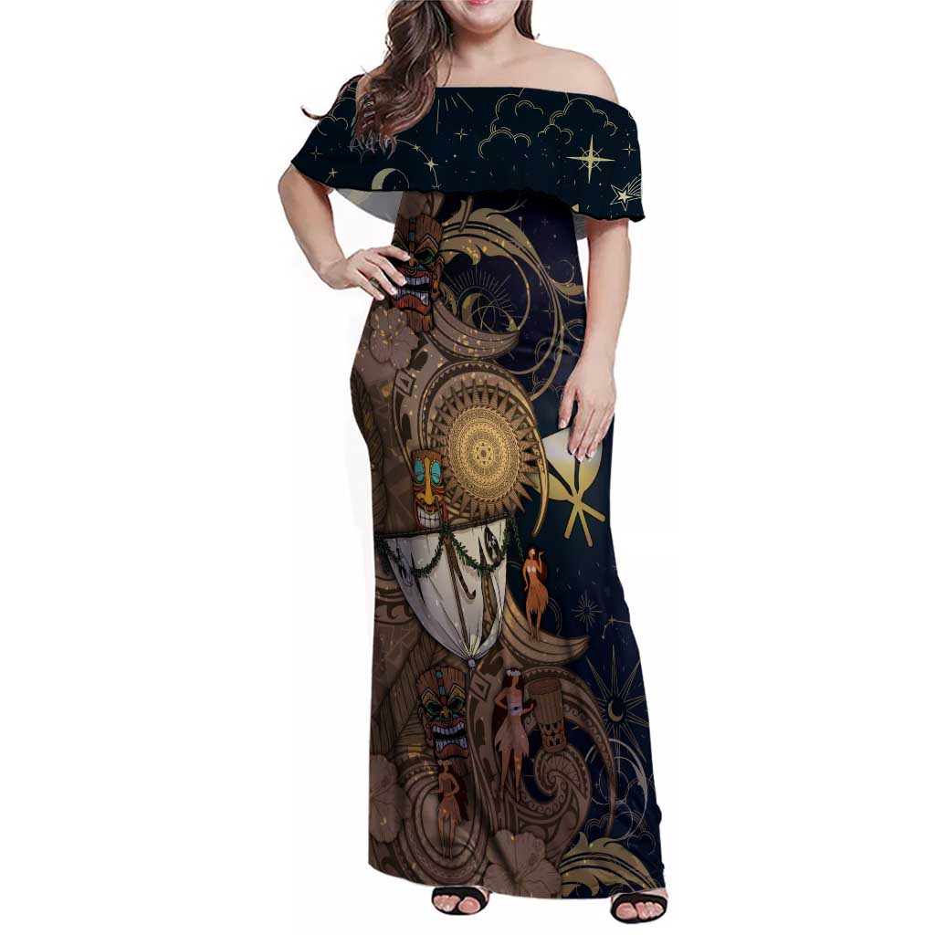 Hawaii Makahiki Family Matching Off Shoulder Maxi Dress and Hawaiian Shirt Polynesian Sky And Earth - Polynesian Pride