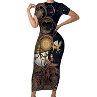 Hawaii Makahiki Family Matching Short Sleeve Bodycon Dress and Hawaiian Shirt Polynesian Sky And Earth - Polynesian Pride