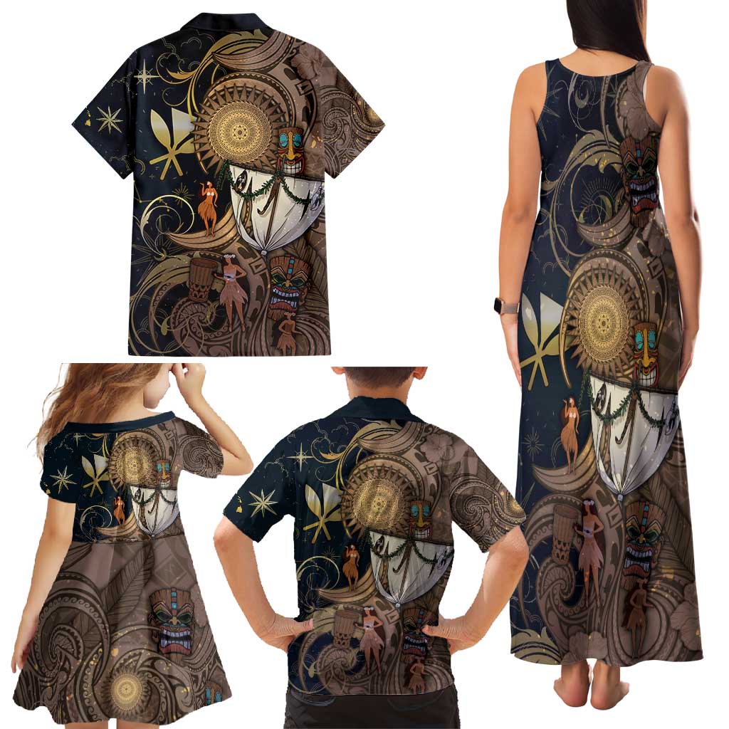 Hawaii Makahiki Family Matching Tank Maxi Dress and Hawaiian Shirt Polynesian Sky And Earth - Polynesian Pride