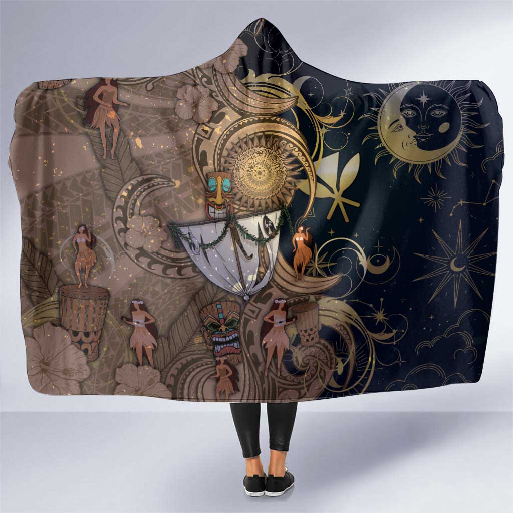 Hawaii Makahiki Hooded Blanket Polynesian Sky And Earth DT05 One Size Gold - Polynesian Pride