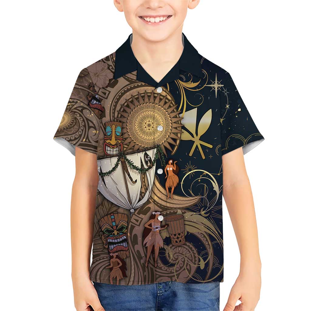Hawaii Makahiki Kid Hawaiian Shirt Polynesian Sky And Earth DT05 Kid Gold - Polynesian Pride