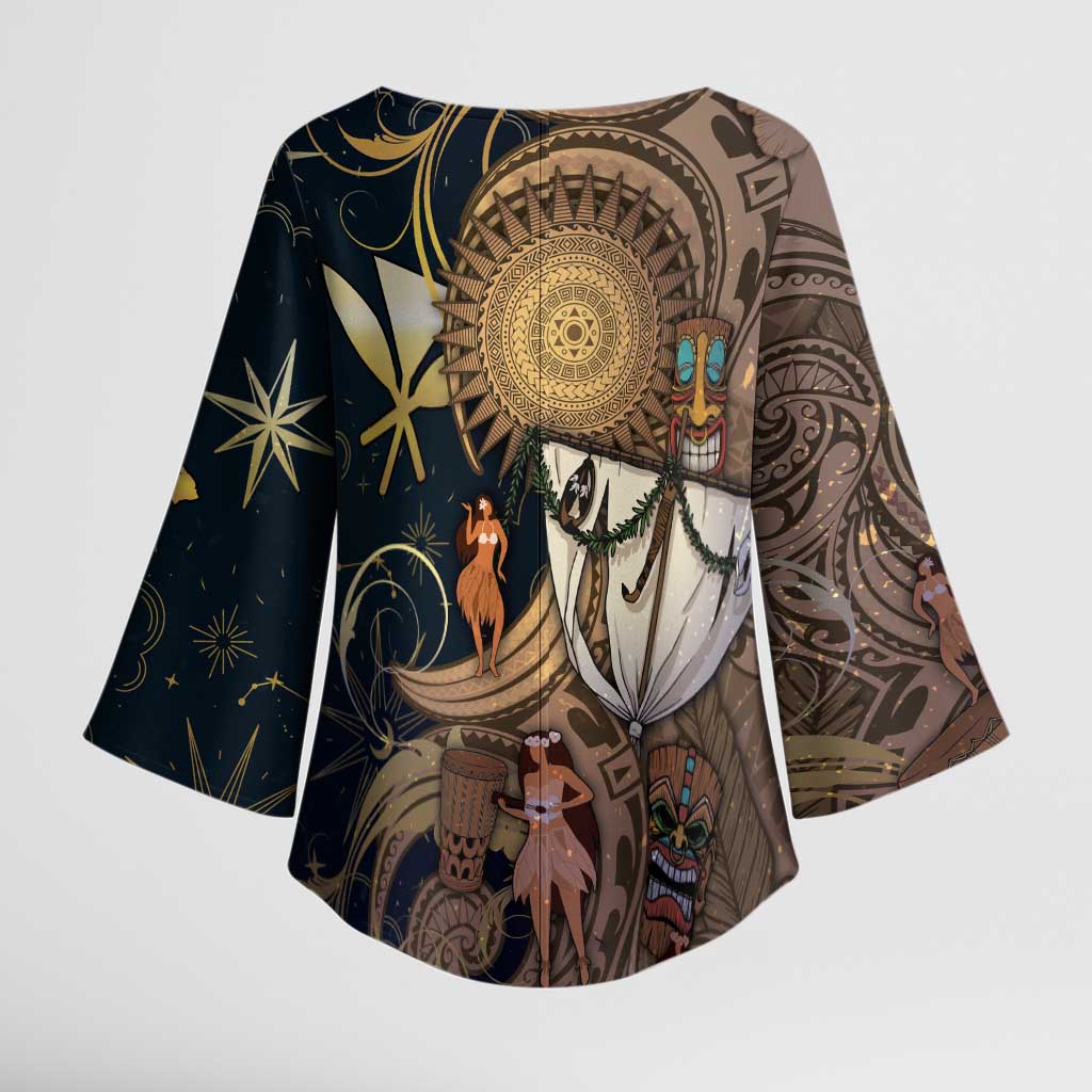 Hawaii Makahiki Kimono Sleeve Blouse Polynesian Sky And Earth DT05 - Polynesian Pride