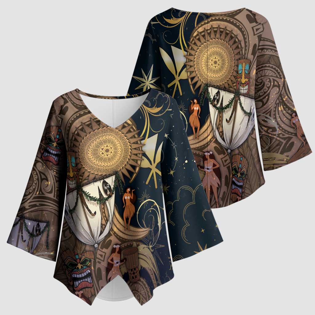 Hawaii Makahiki Kimono Sleeve Blouse Polynesian Sky And Earth DT05 - Polynesian Pride