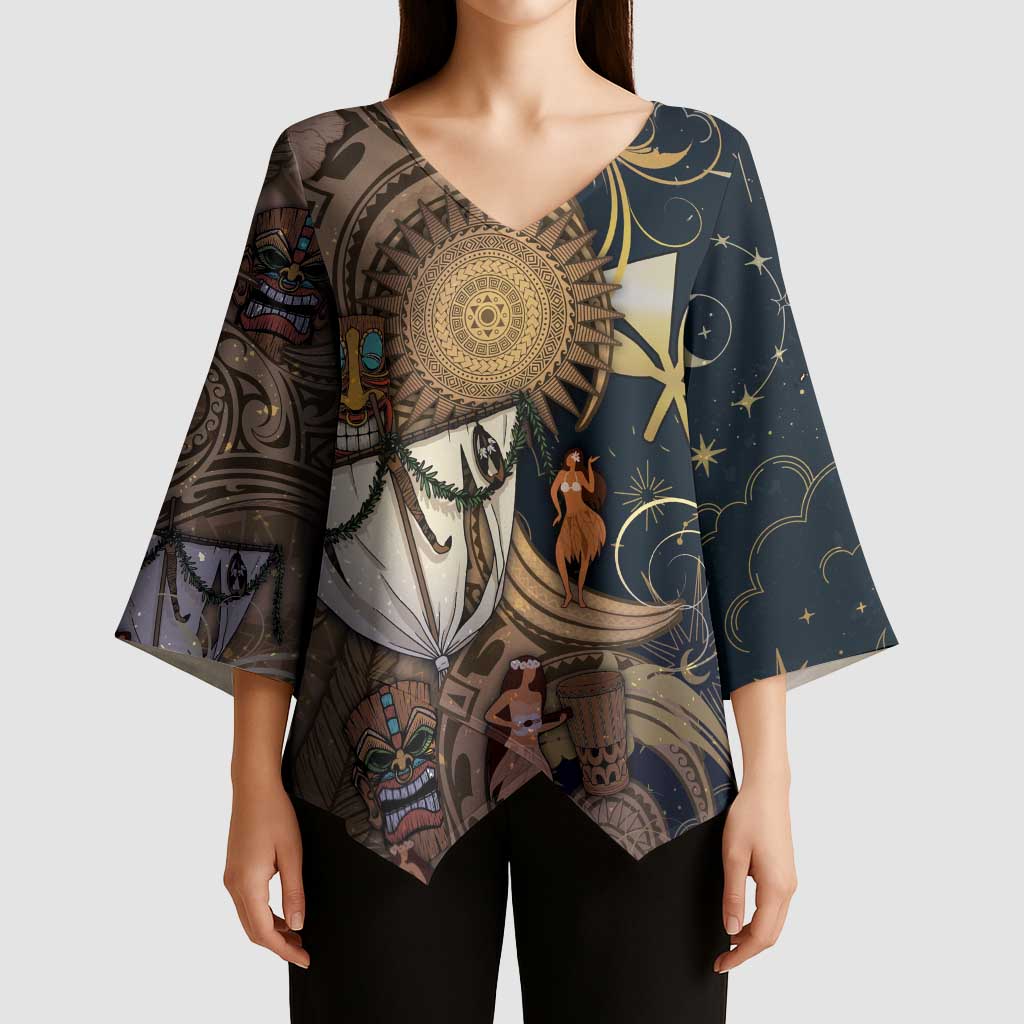 Hawaii Makahiki Kimono Sleeve Blouse Polynesian Sky And Earth DT05 - Polynesian Pride