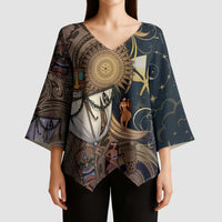 Hawaii Makahiki Kimono Sleeve Blouse Polynesian Sky And Earth DT05 - Polynesian Pride