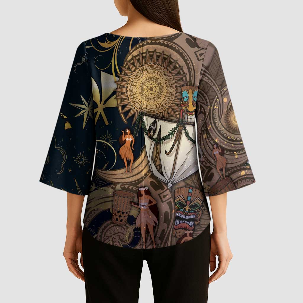 Hawaii Makahiki Kimono Sleeve Blouse Polynesian Sky And Earth DT05 - Polynesian Pride