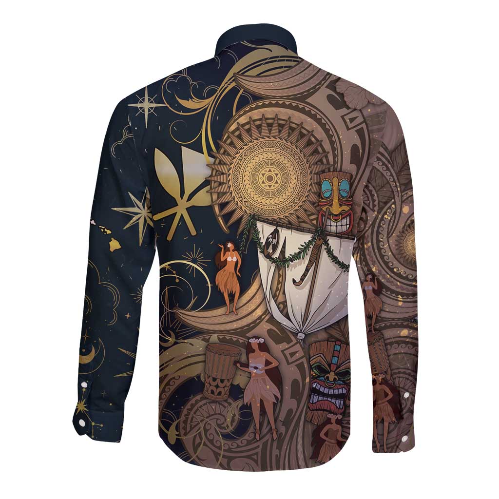 Hawaii Makahiki Long Sleeve Button Shirt Polynesian Sky And Earth DT05 - Polynesian Pride