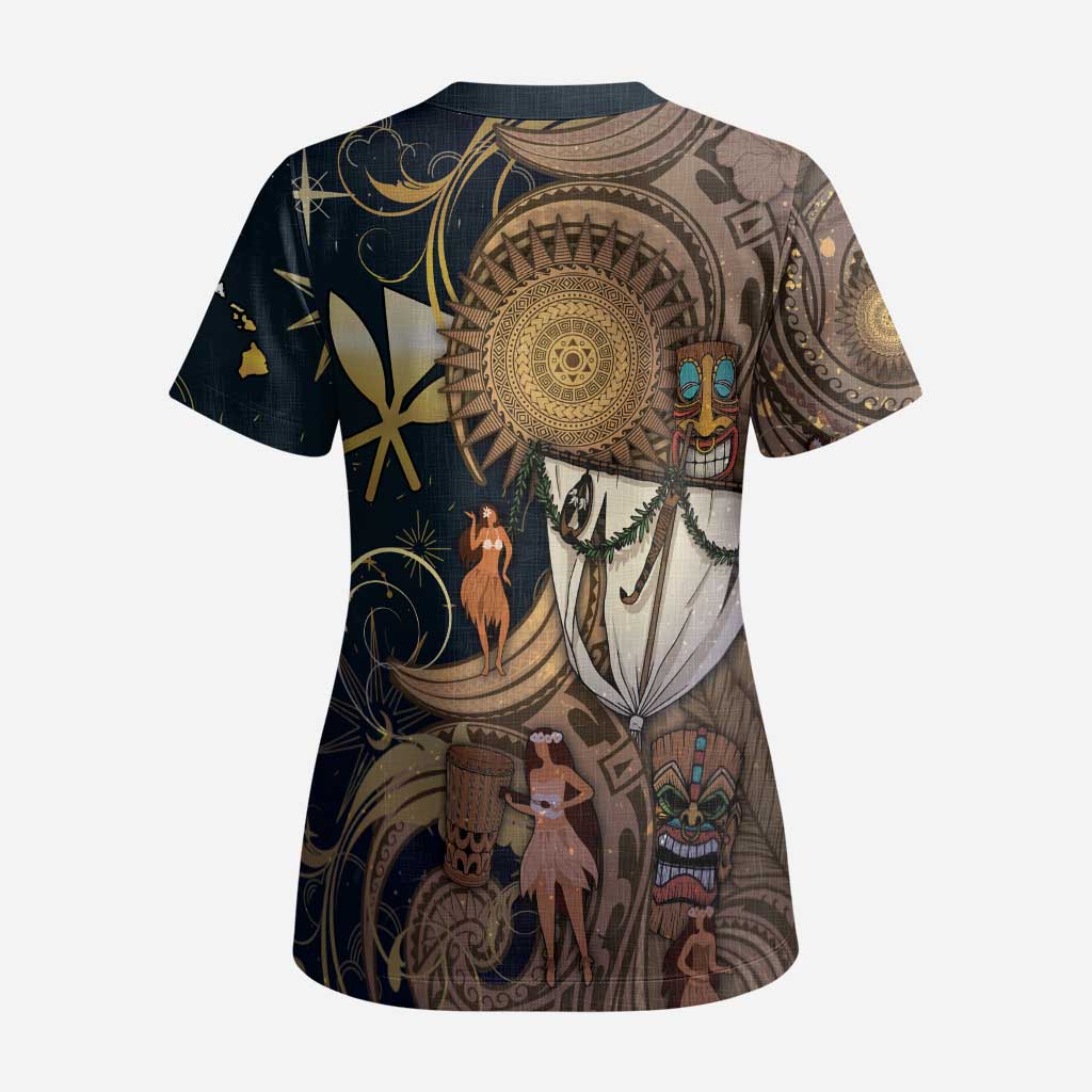 Hawaii Makahiki Scrub Top Polynesian Sky And Earth DT05 - Polynesian Pride