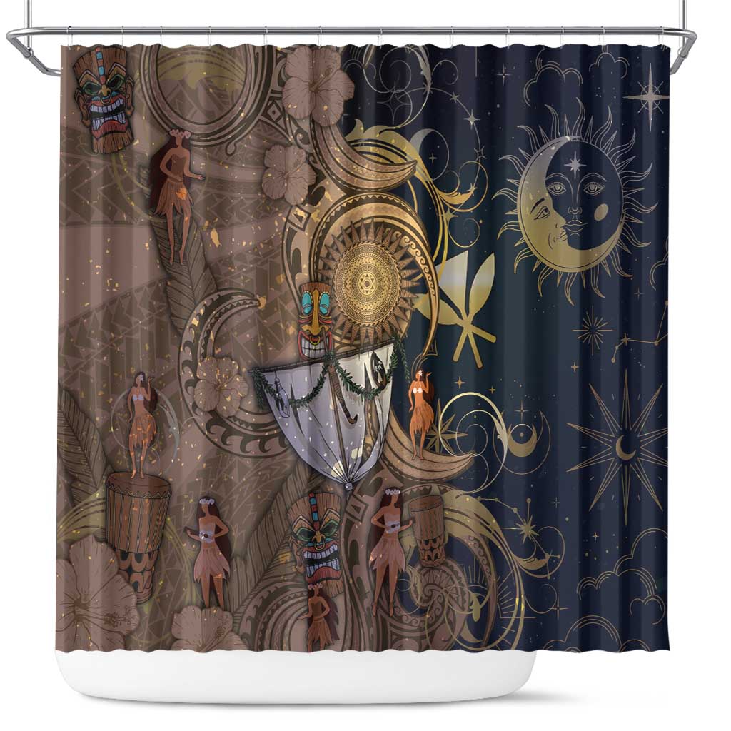 Hawaii Makahiki Shower Curtain Polynesian Sky And Earth DT05 Gold - Polynesian Pride