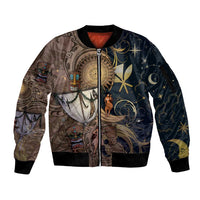 Hawaii Makahiki Sleeve Zip Bomber Jacket Polynesian Sky And Earth - Polynesian Pride