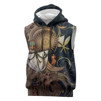 Hawaii Makahiki Sleeveless Hoodie Polynesian Sky And Earth DT05 Gold - Polynesian Pride
